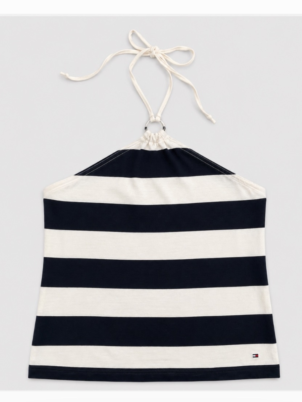 TOMMY HILFIGER NAVY BLUE AND WHITE STRIPED HALTER TOP
